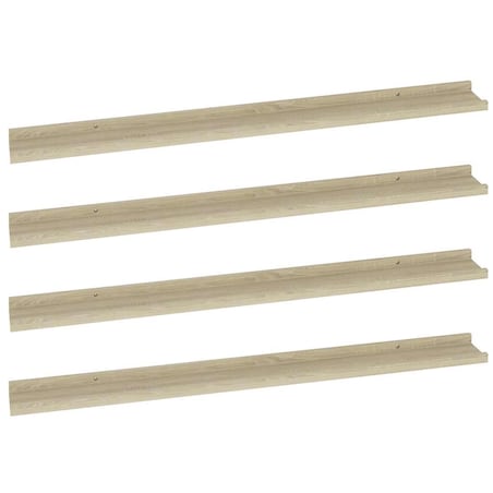vidaXL Półki ścienne, 4 szt., dąb sonoma, 100x9x3 cm