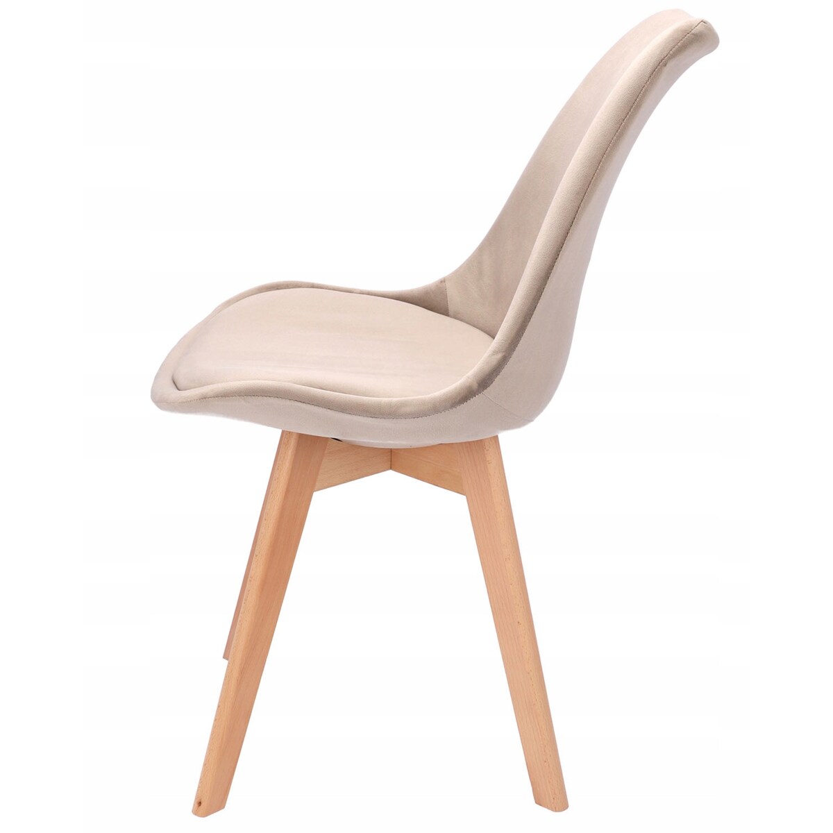 Krzesło tapicerowane welurowe BARI beżowe