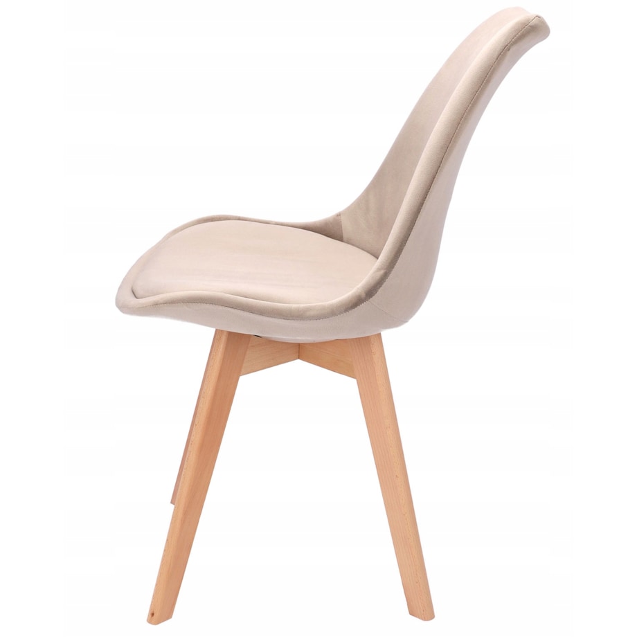 Krzesło tapicerowane welurowe BARI beżowe