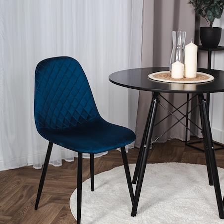 Krzesło tapicerowane do salonu jadalni nowoczesne pikowane do granatowe