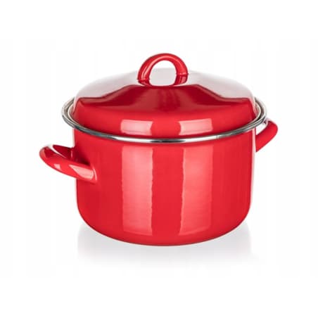 Garnek emaliowany BANQUET 3,4L 20 cm CZERWONY z pokrywką do gotowania obiad