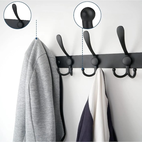 Wieszak ścienny do przedpokoju na ubrania akcesoria czarny haczyki