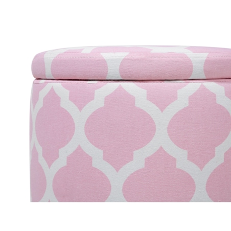 Puf ze schowkiem ⌀ 35 cm różowo-biały TUNICA