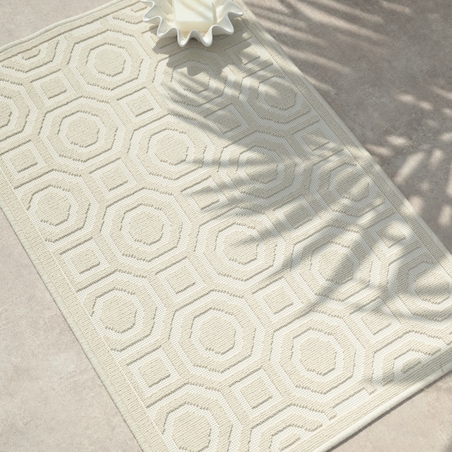 Dywanik łazienkowy Lino 60x90 cm bawełniany geometryczny beżowy