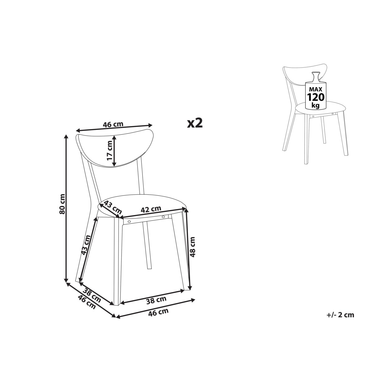 Zestaw 2 krzeseł do jadalni drewniany ciemny z szarym ERIE