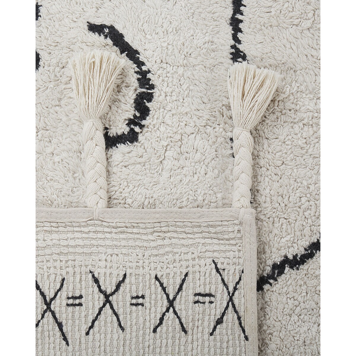 Dywan bawełniany 80 x 150 cm biało-czarny KHOURIBGA