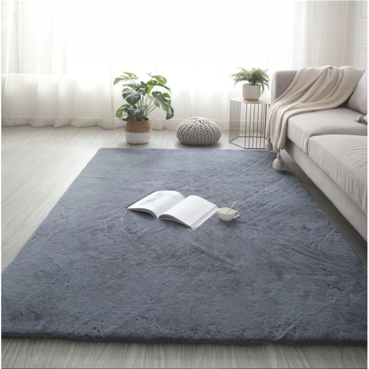 Dywan pluszowy ciemnoszary miękki miły rabbit 160x220 cm