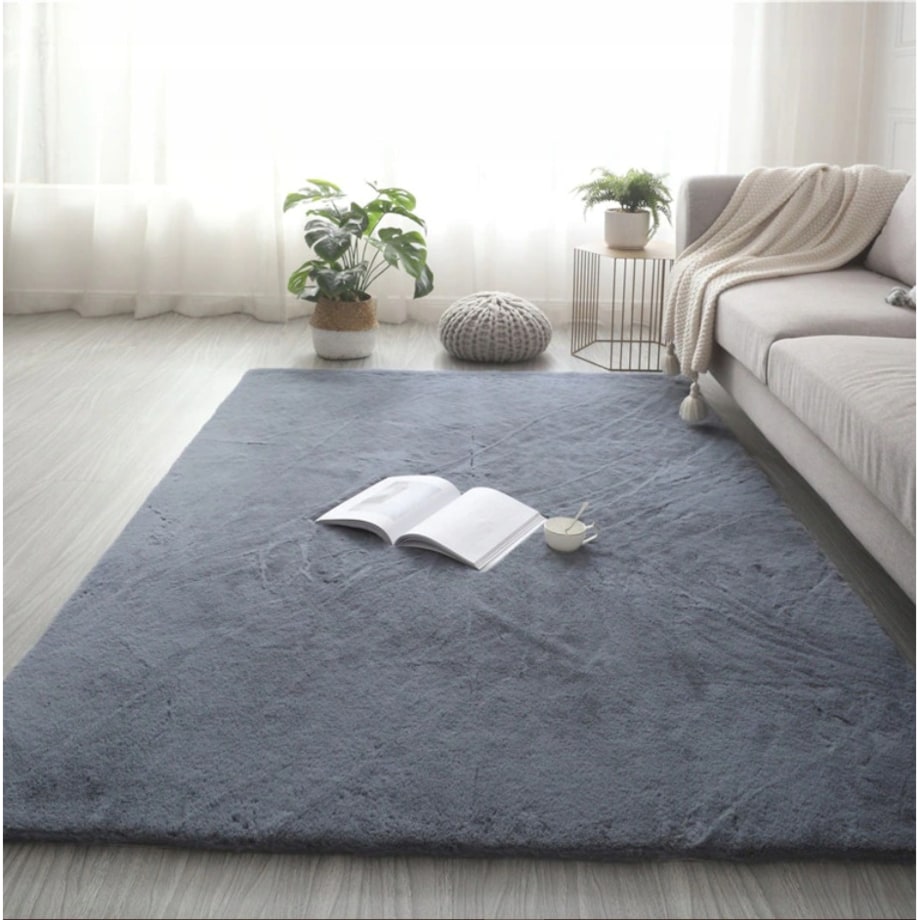 Dywan pluszowy ciemnoszary miękki miły rabbit 160x220 cm