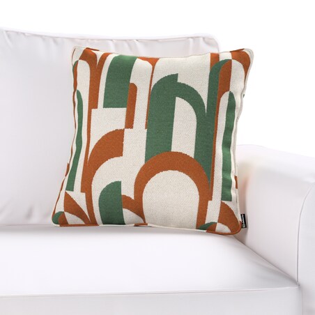 Poszewka Gabi na poduszkę 60x60 zielono-czerwony wzory na kremowym tle