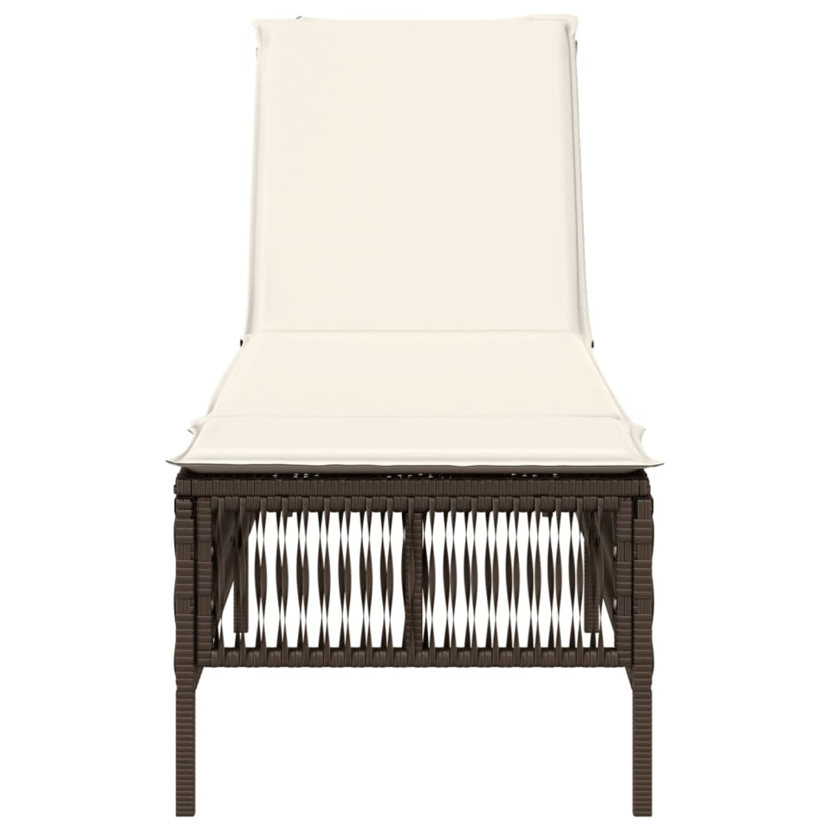 vidaXL Leżak z poduszką, brązowy, polirattan