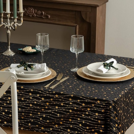 Obrus świąteczny, aksamitny, czarny 140x360 cm