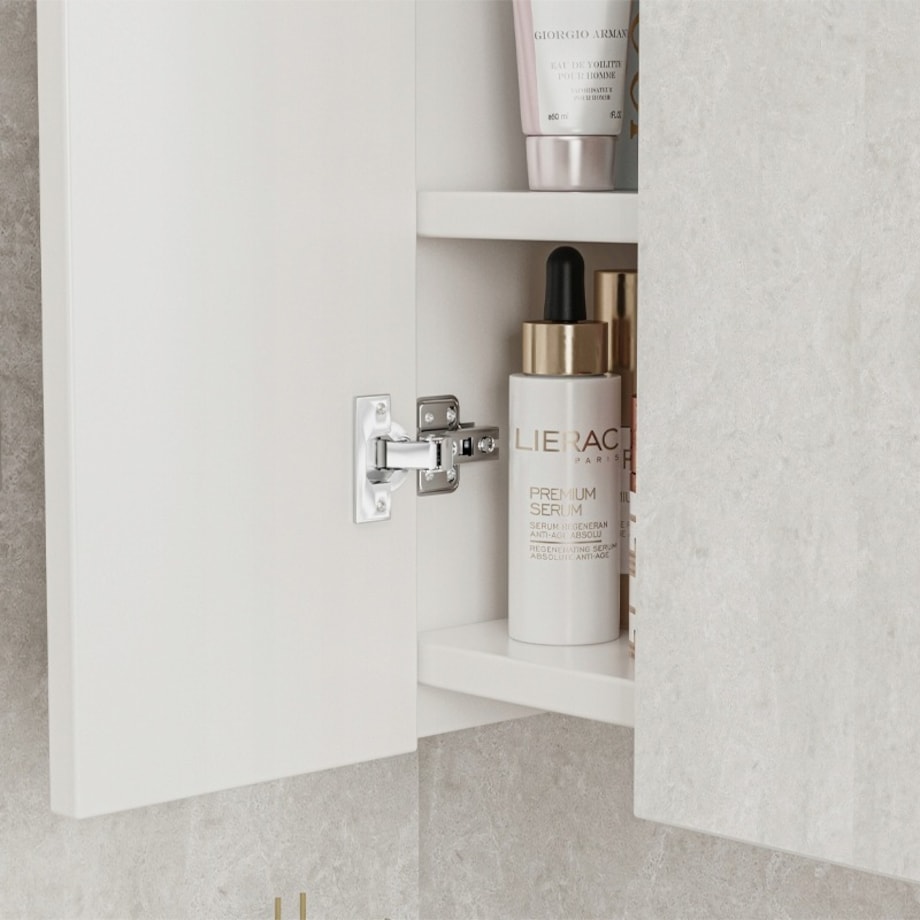 Wisząca szafka łazienkowa ścienna z trójdzielnym lustrem nowoczesna 60 cm