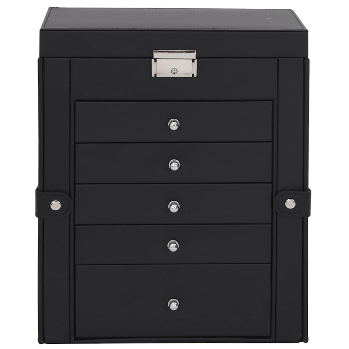 vidaXL Pudełko na biżuterię 6-warstwowe z lustrem zamykane na klucz