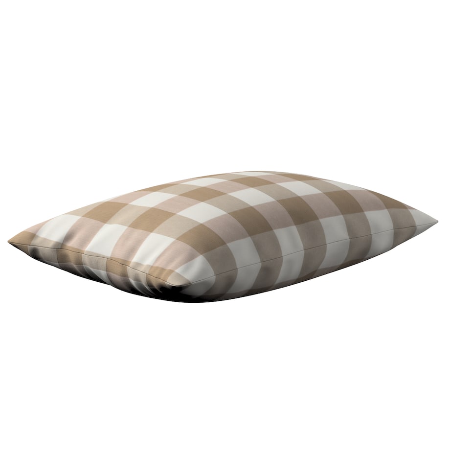 Poszewka Kinga na poduszkę prostokątną 47x28 beżowo-biała krata (5,5x5,5cm)