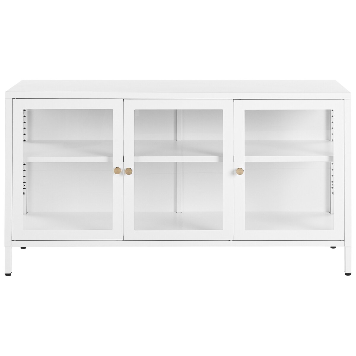 Szafka trzydrzwiowa metalowa ze szklaną gablotą biała NEWPORT
