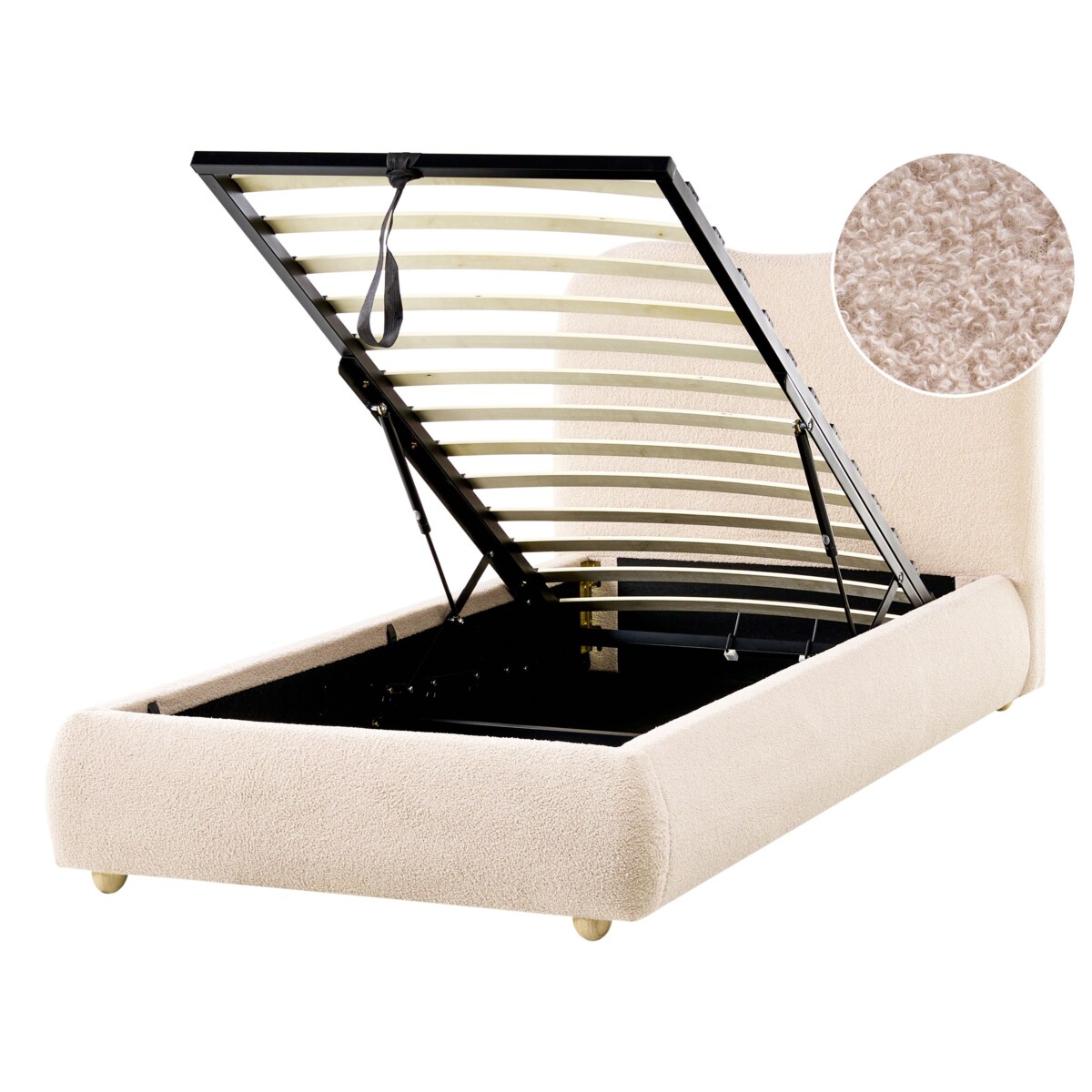 Łóżko z pojemnikiem Boucle BLAGNAC 90 x 200 cm Jasnobeżowy