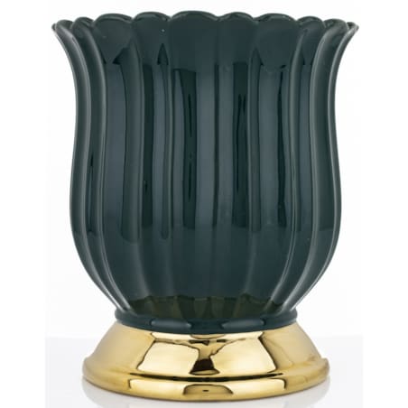 Osłonka ceramiczna zielono-złota 24,5x21,5 cm CASTEL-I na podstawce