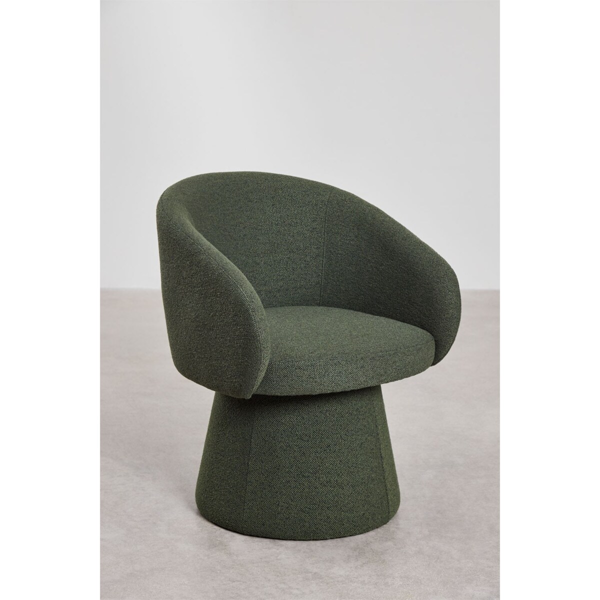 Obrotowe krzesło do jadalni, bouclé ciemnozielone Flavian