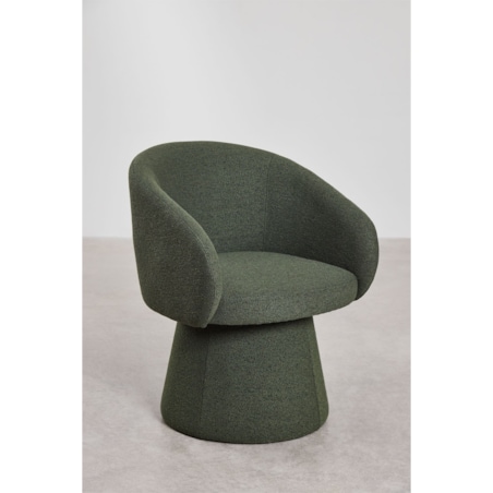 Obrotowe krzesło do jadalni, bouclé ciemnozielone Flavian