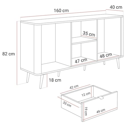 Komoda do przedpokoju AUTUMN 1D6S z sześcioma szufladami, kaszmir / szary kamień