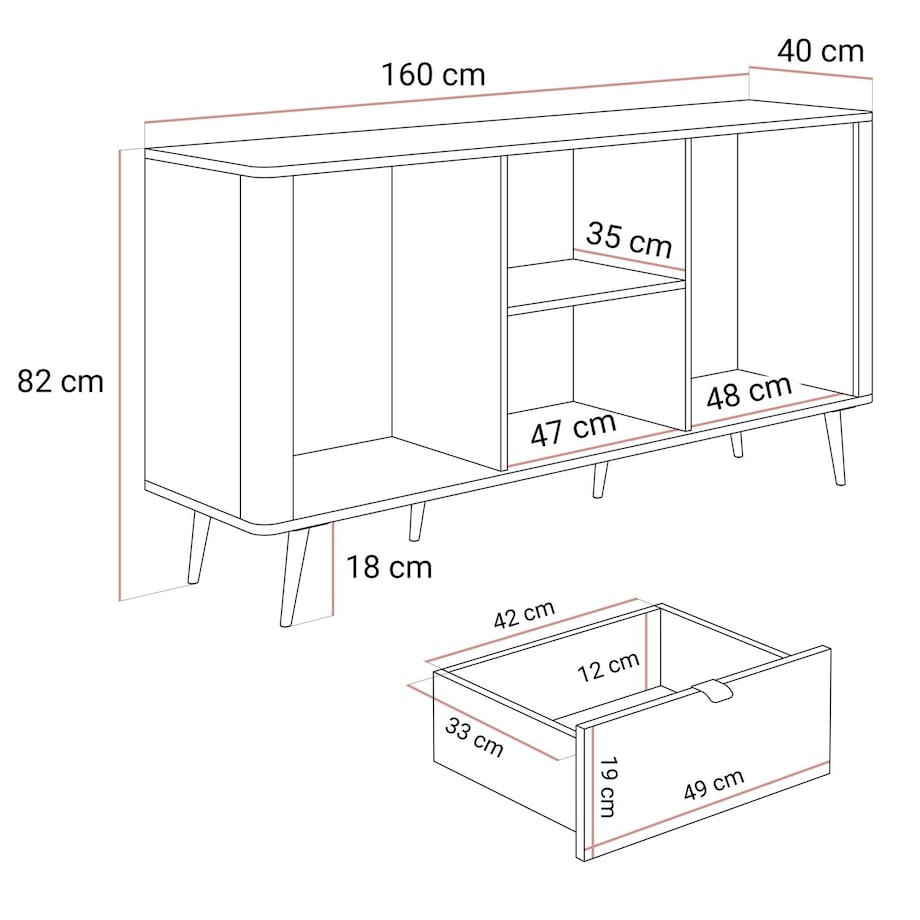 Komoda do przedpokoju AUTUMN 1D6S z sześcioma szufladami, kaszmir / szary kamień