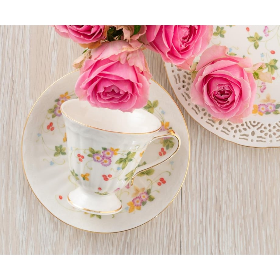 VILLA ITALIA Filiżanka do herbaty porcelanowa 180 ml ze spodkiem WALENCJA Ivory