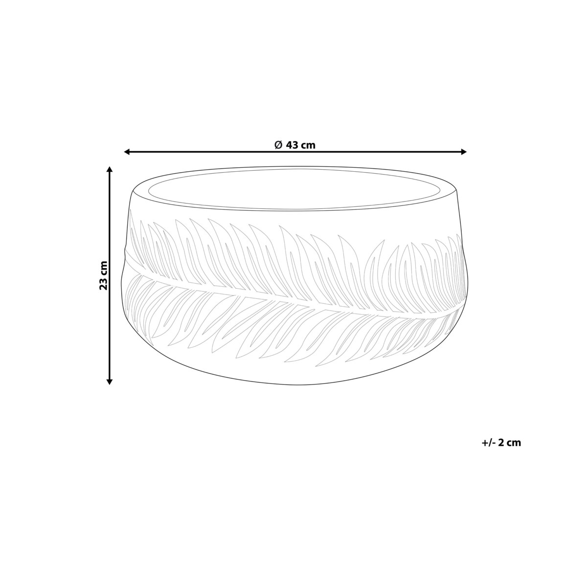 Doniczka okrągła 43 x 43 x 23 cm złamana biel FTERO