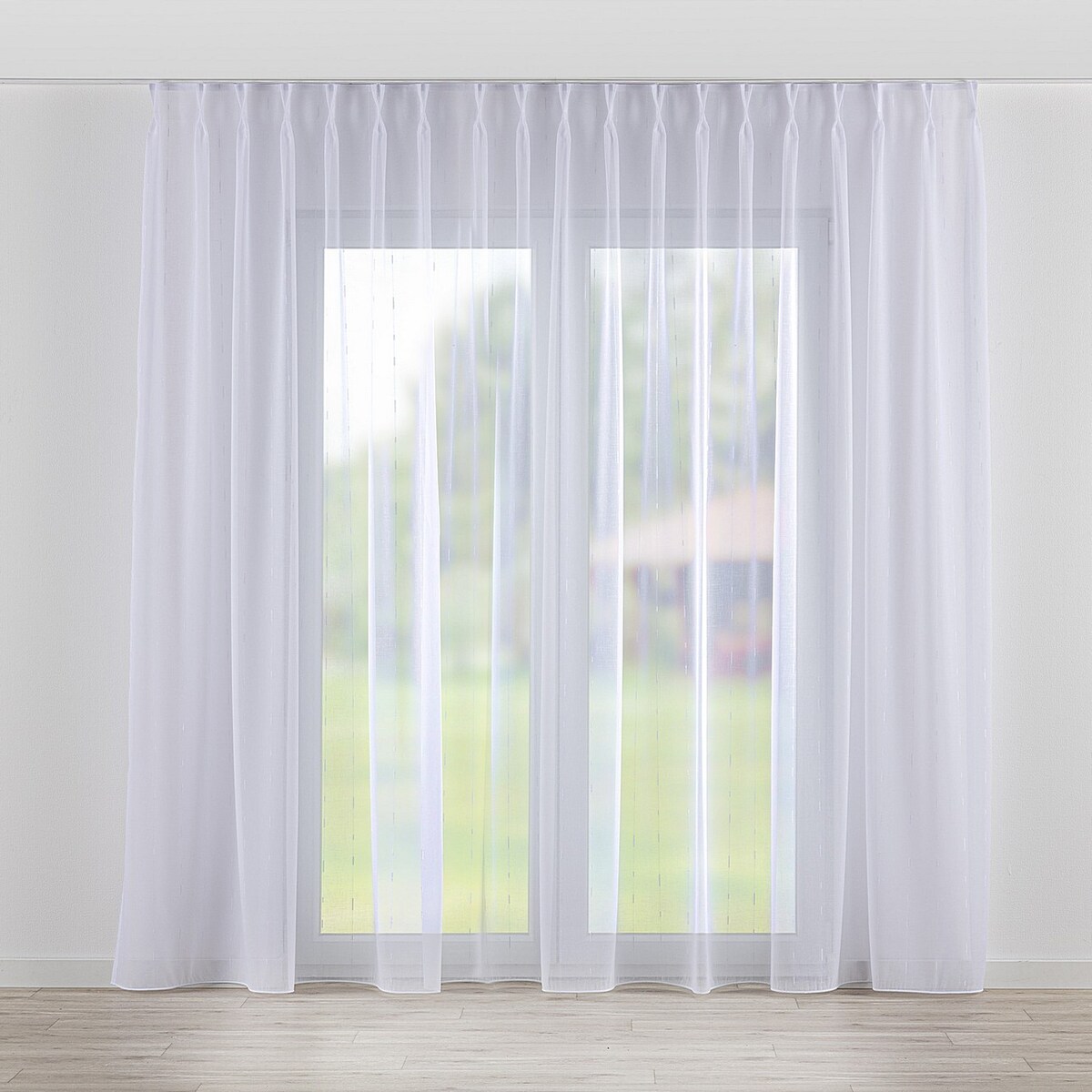 Firana na haczykach flex podwójnych 300x265 biały ze wzorem