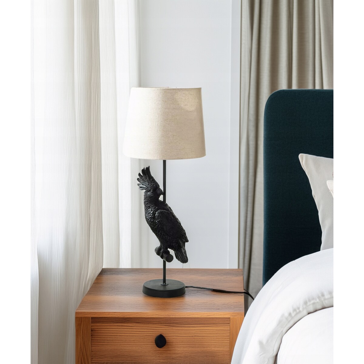 LAMPA PAPUGA STOŁOWA BIURKOWA NOCNA E27 50cm ptak dekoracyjna ozdoba