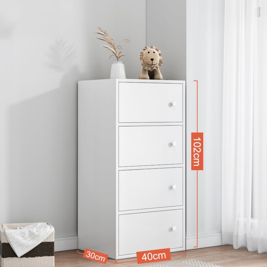 Nowoczesna pojemna komoda szafka duża biała skandynawski loft retro 4 półki