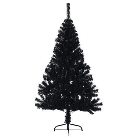 vidaXL Sztuczna choinka połówka ze stojakiem, czarna, 120 cm, PVC