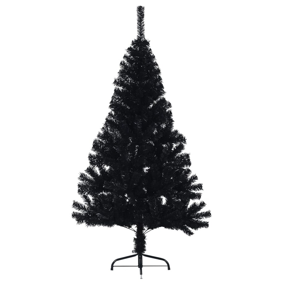 vidaXL Sztuczna choinka połówka ze stojakiem, czarna, 120 cm, PVC