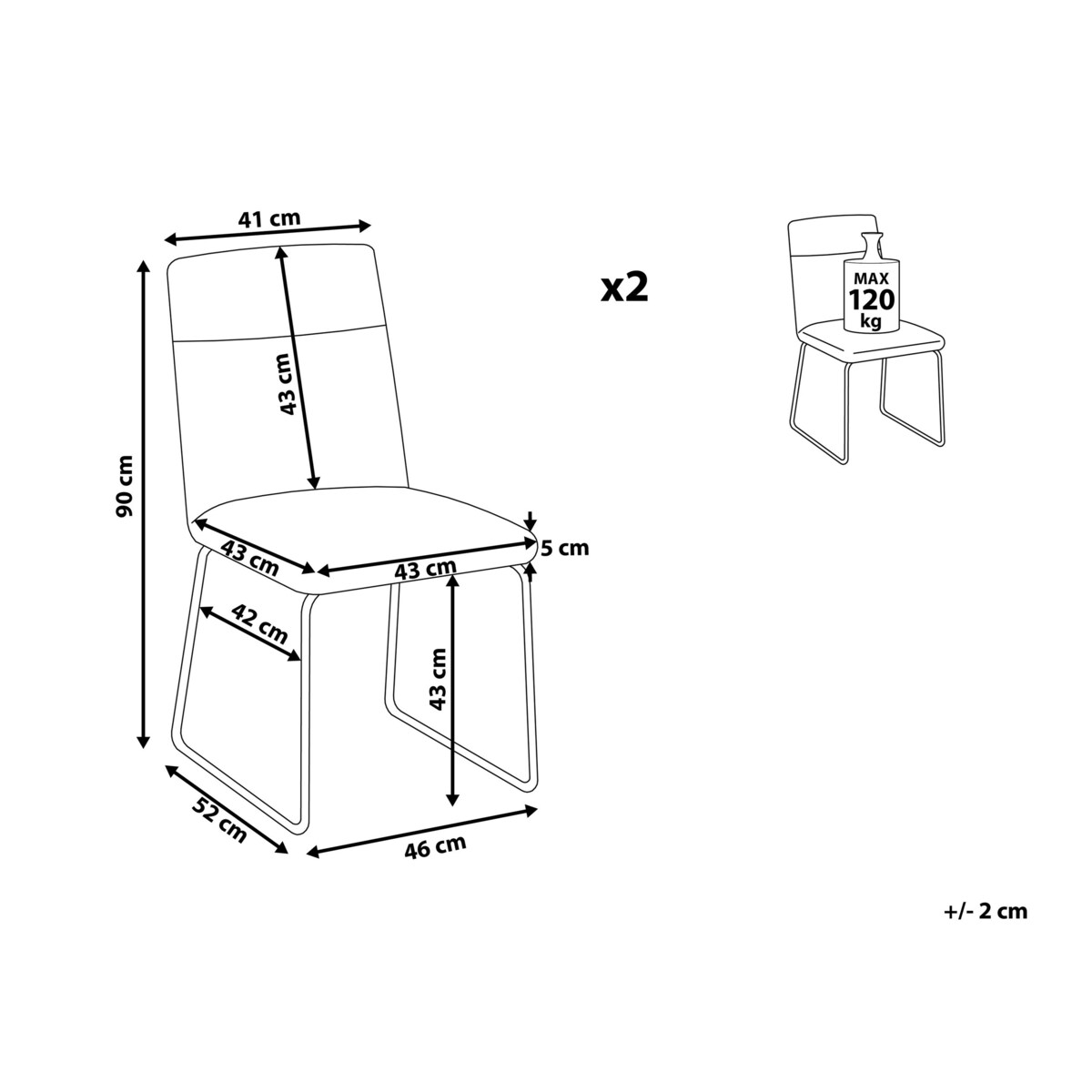Zestaw 2 krzeseł do jadalni szary NEVADA