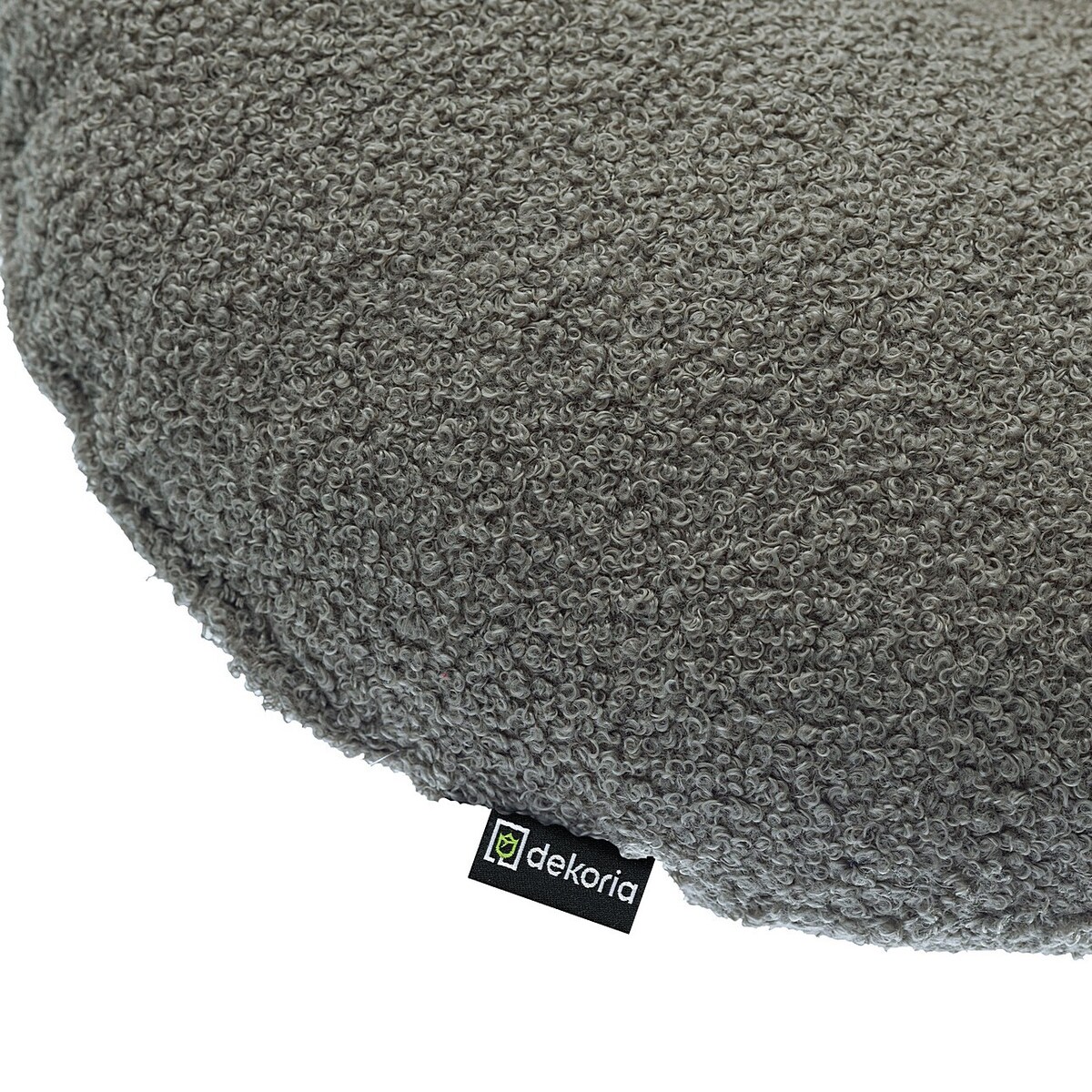 Poduszka okrągła z guzikiem, ciemno szara bukla, ⌀37 cm, Boucle Teddy