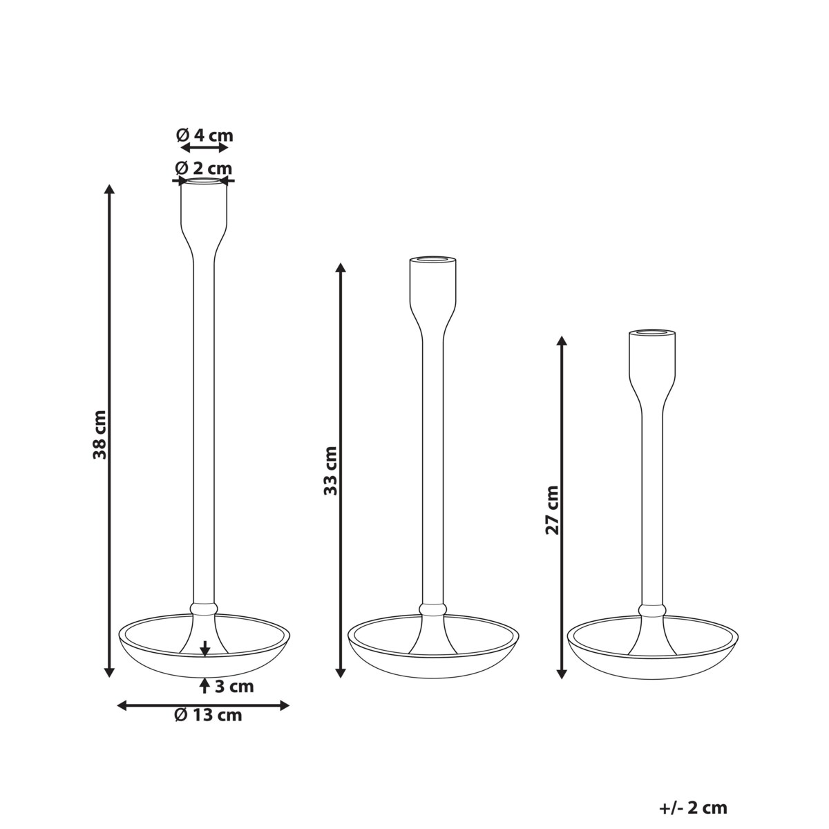 Zestaw 3 świeczników złoty LIWUNG