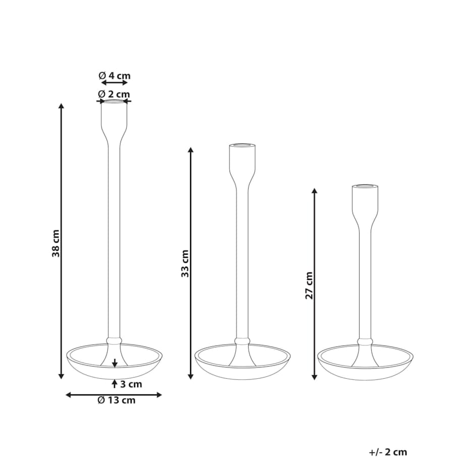Zestaw 3 świeczników złoty LIWUNG