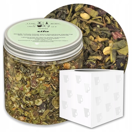 Herbata zielona sypana SIŁA o smaku egzotycznej jagody PREMIUM Cup&You - herbata liściasta sypana mieszanka napar susz - gotowa na prezent upominek