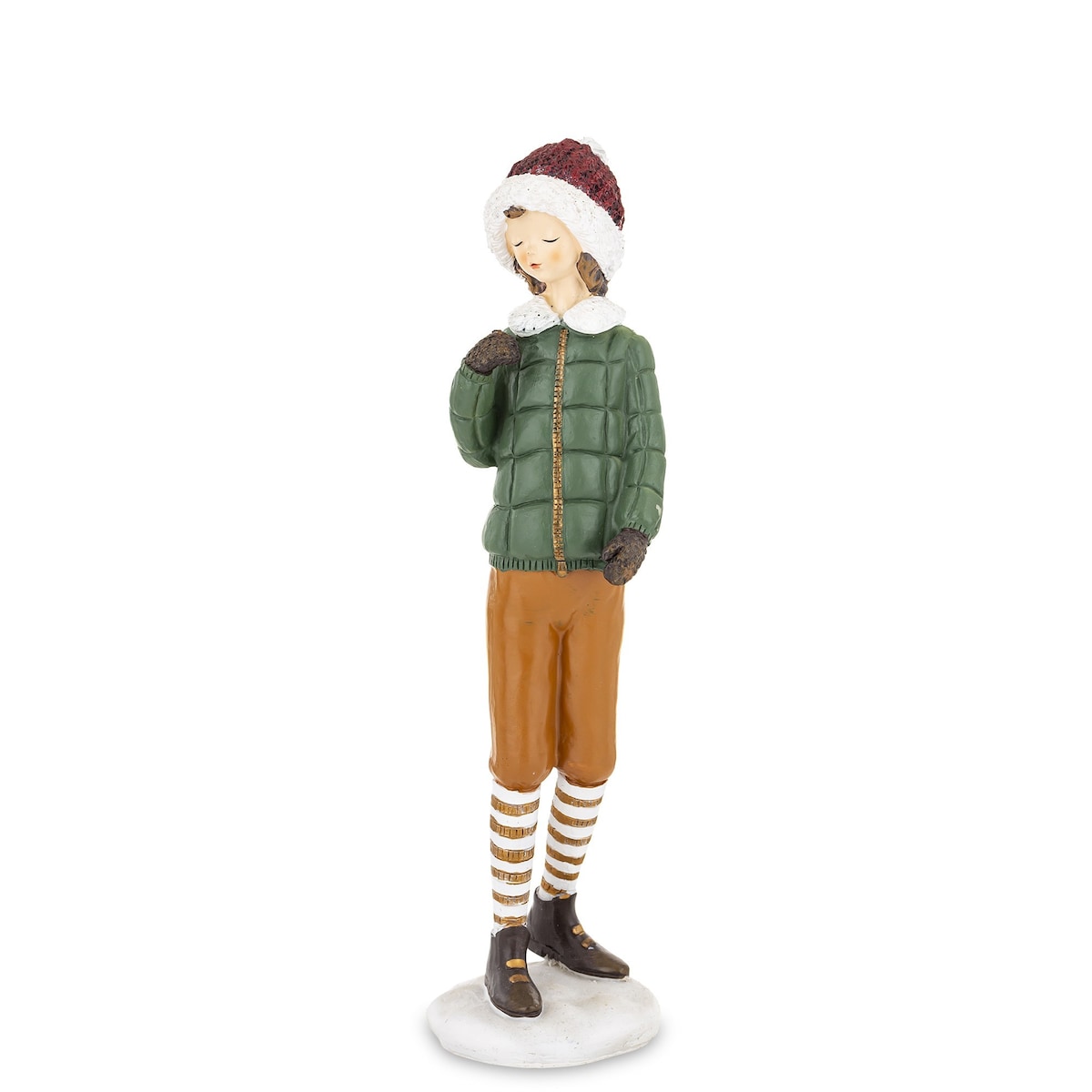 Figurka - Zimowa dziewczynka 26x7x7 cm TOSIA w brązowych spodniach