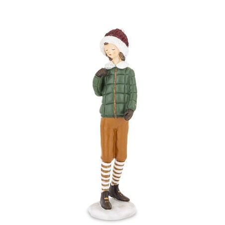 Figurka - Zimowa dziewczynka 26x7x7 cm TOSIA w brązowych spodniach