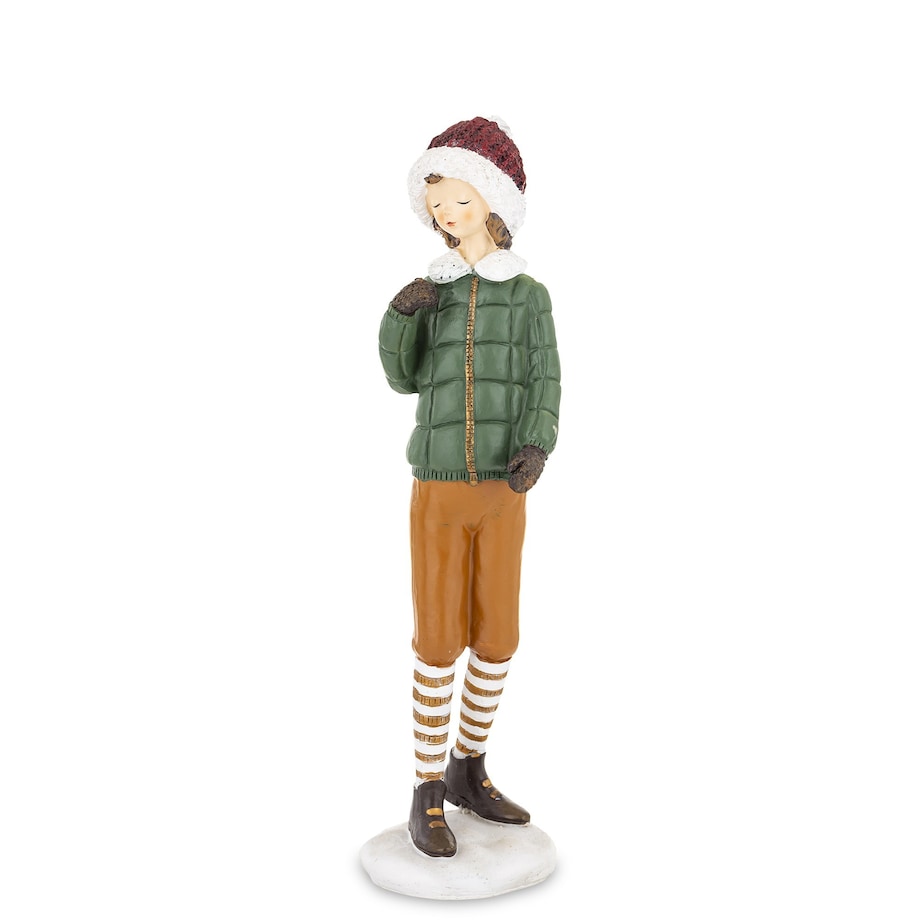 Figurka - Zimowa dziewczynka 26x7x7 cm TOSIA w brązowych spodniach