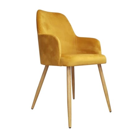 Krzesło WEZERA VELVET musztardowe/curry/dąb