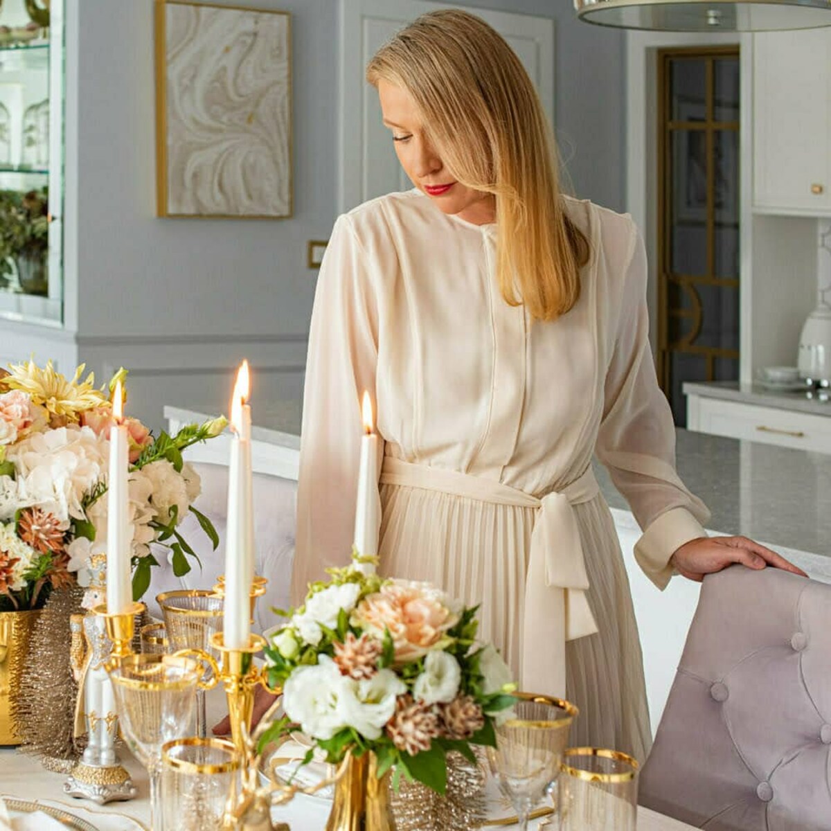 Haftowane serwetki Golden Stars - 4 sztuki