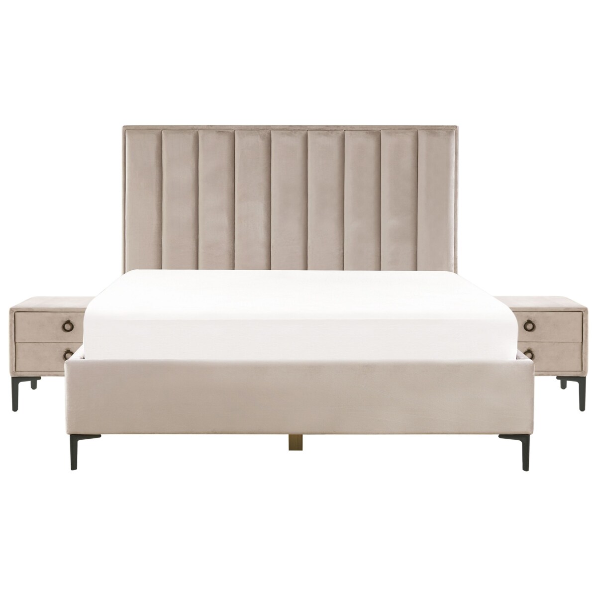 Zestaw do sypialni Welur SEZANNE 180 x 200 cm Beżowoszary