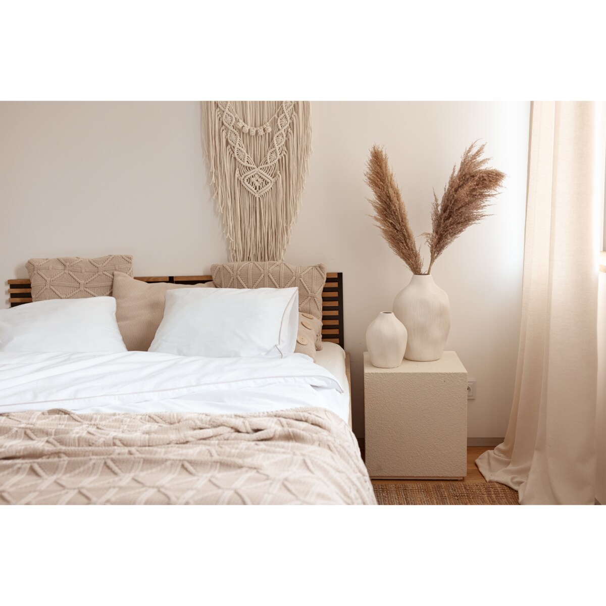 Poszewka brytyjska kwadratowa beżowa, 50 x 50 cm, La Manta