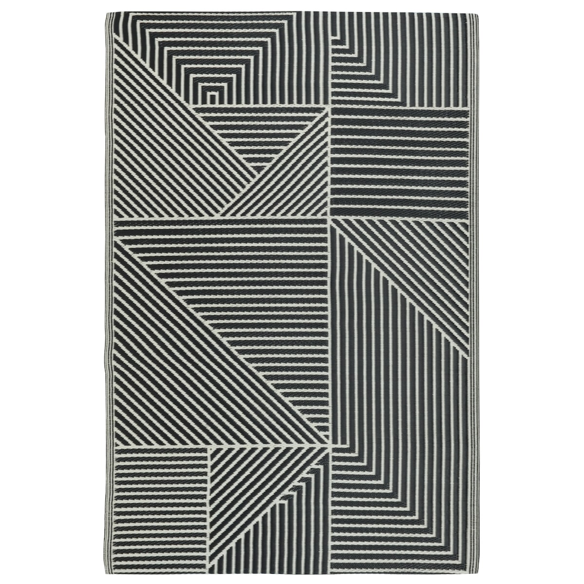 Dywan zewnętrzny tkany na płasko 120x170 cm e-floor geometryczny czarny