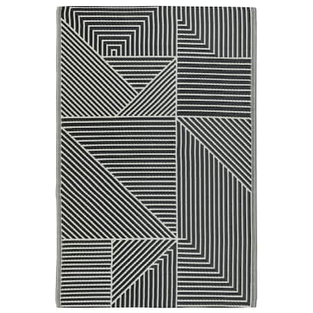 Dywan zewnętrzny tkany na płasko 120x170 cm e-floor geometryczny czarny