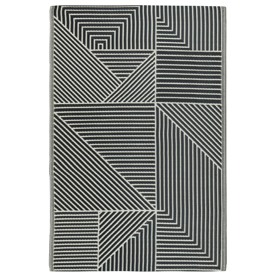 Dywan zewnętrzny tkany na płasko 120x170 cm e-floor geometryczny czarny
