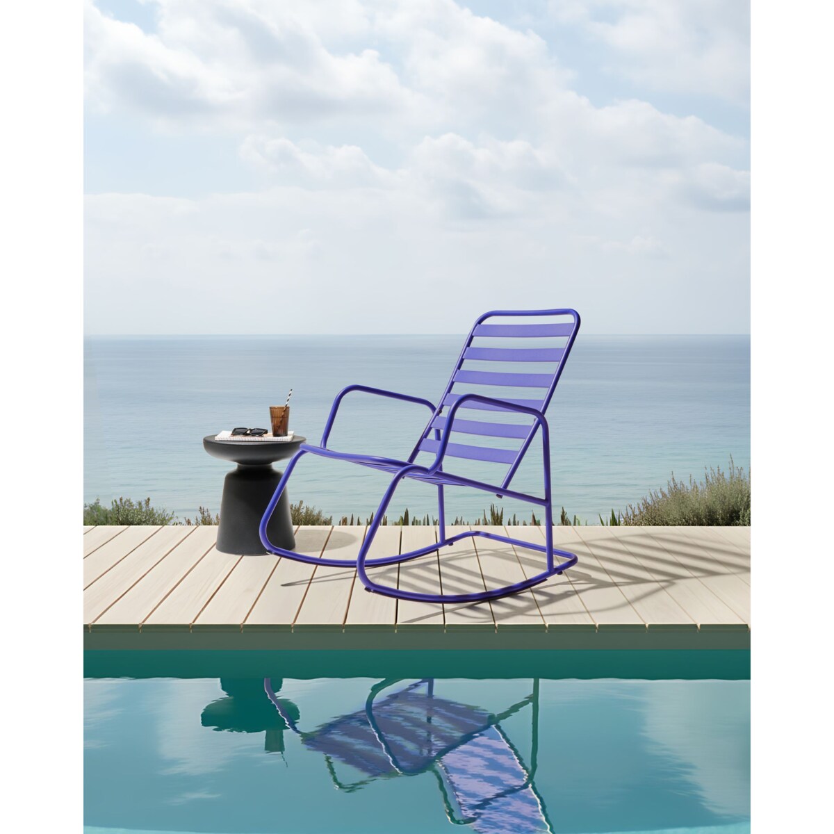 Fotel bujany ogrodowy TURI Metal Purpurowy
