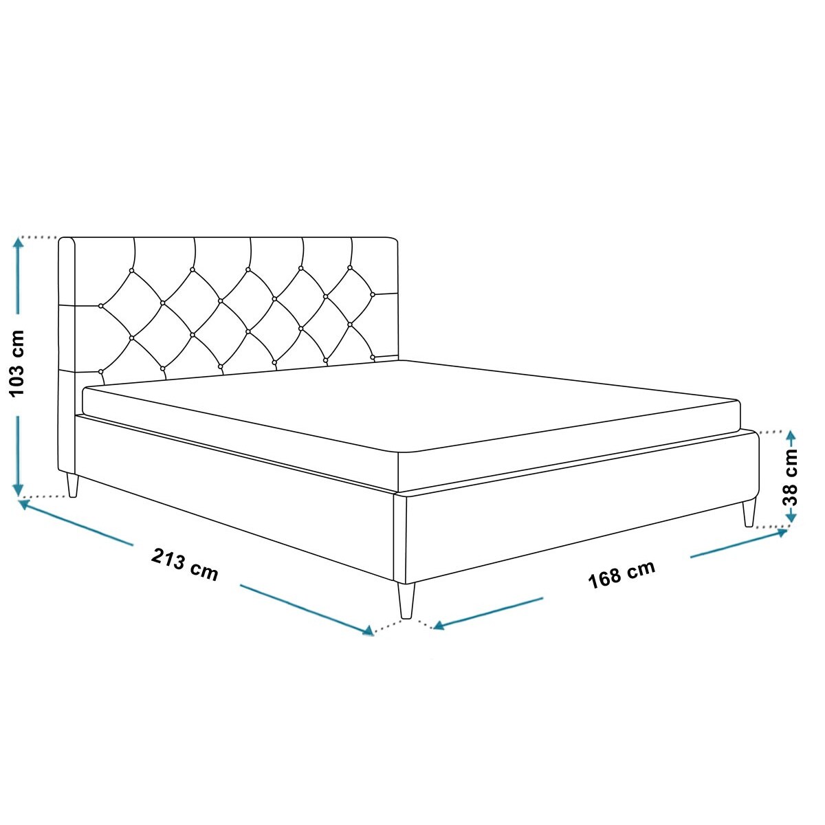 Łóżko tapicerowane 160x200 LUXO 6 pikowane, kryształki, do sypialni- czarne