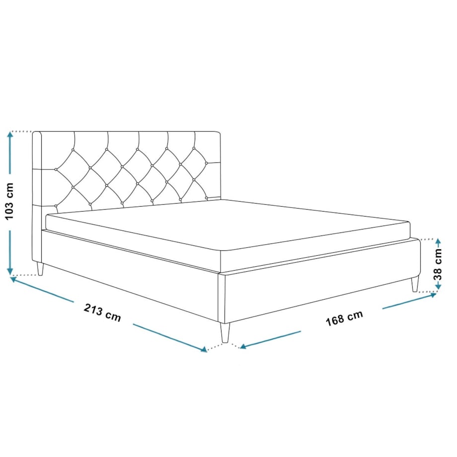 Łóżko tapicerowane 160x200 LUXO 6 pikowane, kryształki, do sypialni- czarne